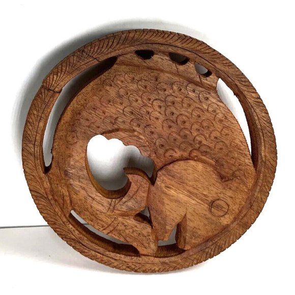 SMALL Handmade Wooden Fish Trivet - with Flaws - Made in India - Picture 4 of 16